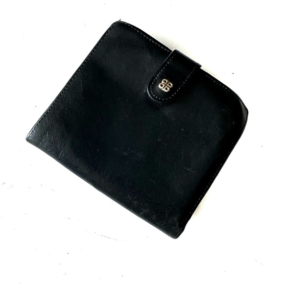 Bosca Handbags - Bosca Vintage Black Leather Folding Snap Wallet with Coin Purse